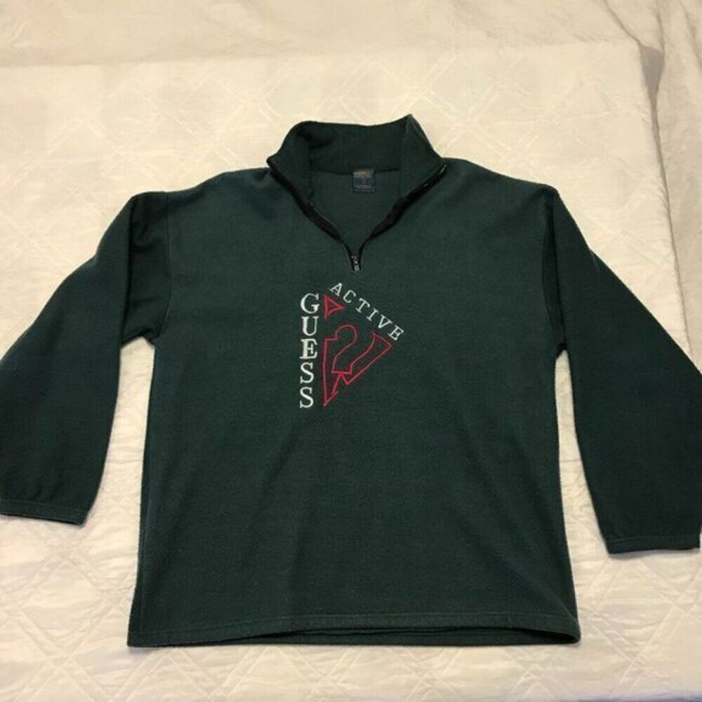 Guess Active 1/4 zip green heavy weight sweatshirt XXL